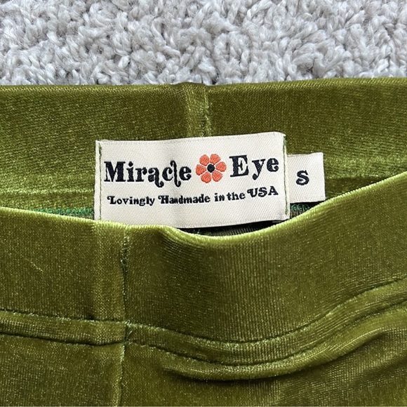 Miracle Eye Green Velvet Bell Bottom Flares - Picture 2 of 4